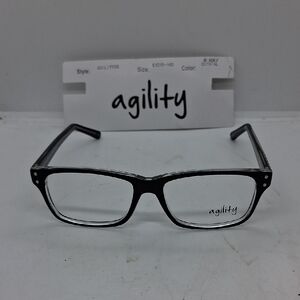 NWT Rxable Mens Agility36 Black Crystal Eyeglass Frames